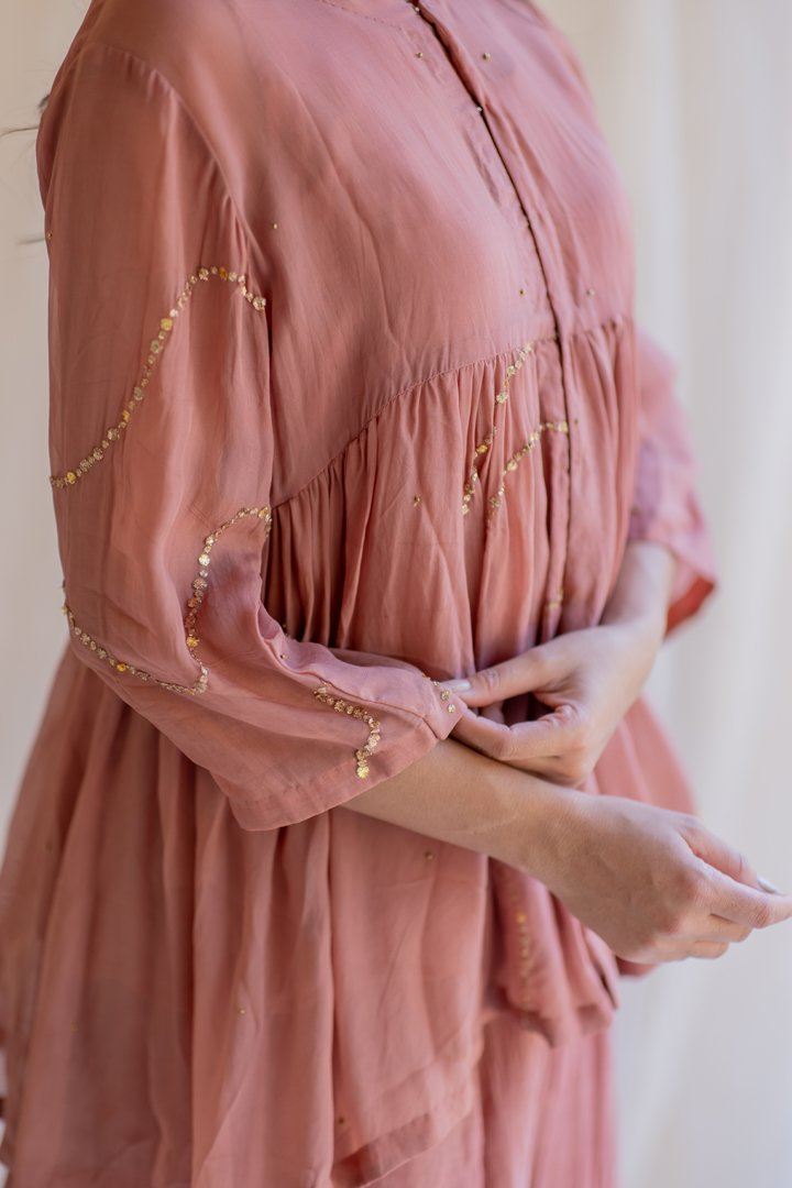 Blush Nayab Gharara Set by Nirjara for women Worldwide