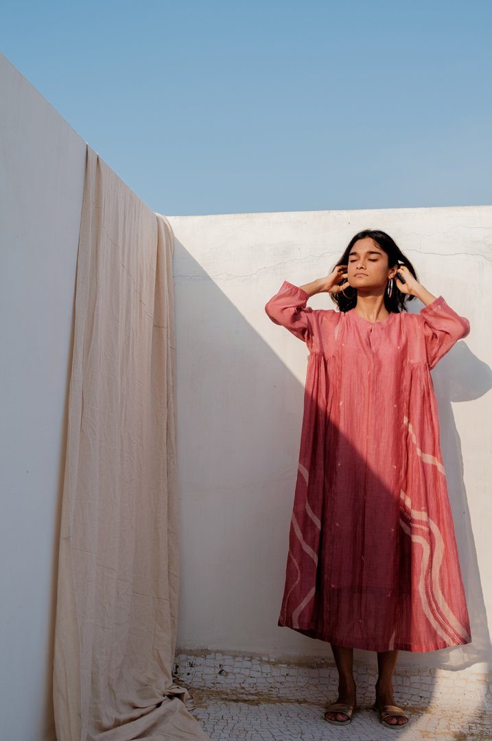 Blush Red Ruzgar Dress Dress by Nirjara for women Worldwide