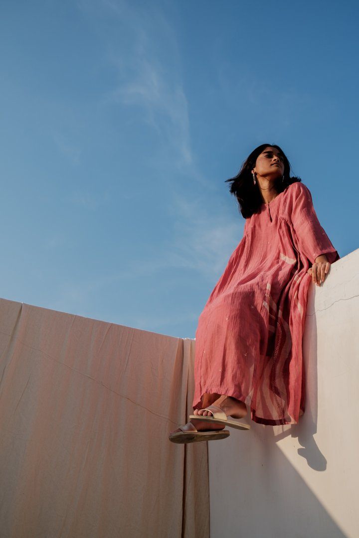 Blush Red Ruzgar Dress Dress by Nirjara for women Worldwide