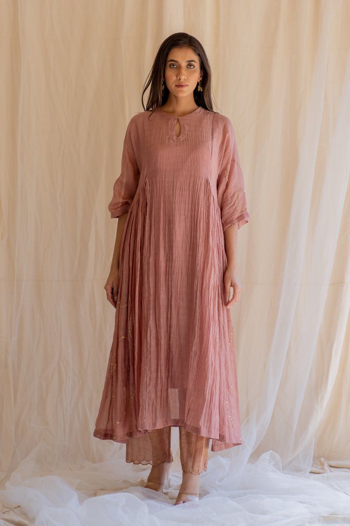 Blush Shabnam Kurta and Izaar Set by Nirjara for women Worldwide