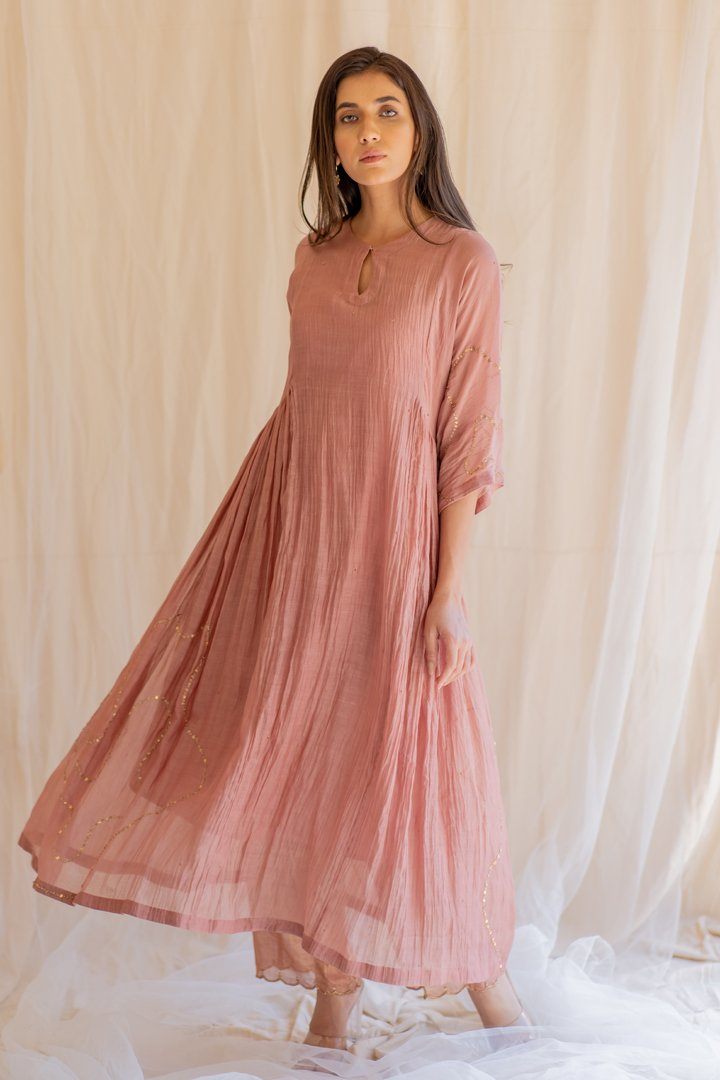 Blush Shabnam Kurta and Izaar Set by Nirjara for women Worldwide