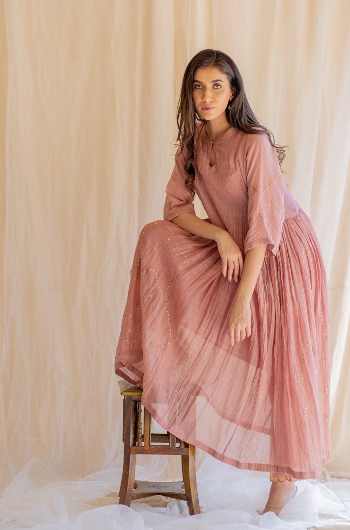 Blush Shabnam Kurta and Izaar Set by Nirjara for women Worldwide
