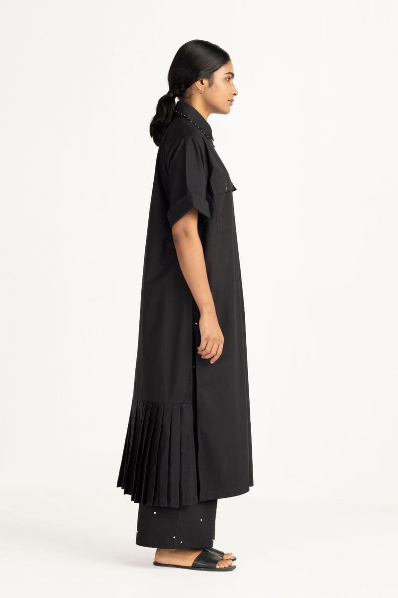 Bottom Pleat Shirt - Black by THREE in black color for women Worldwide