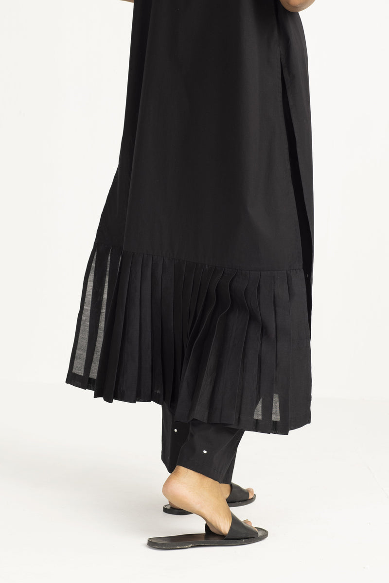 Bottom Pleat Shirt - Black by THREE in black color for women Worldwide