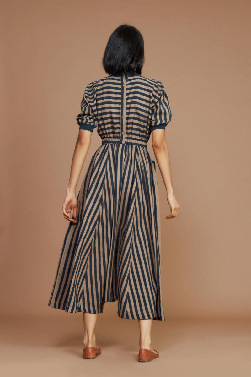 Brown and Charcoal Striped Mati Sphara Jumpsuit Jumpsuits by Mati for women Worldwide