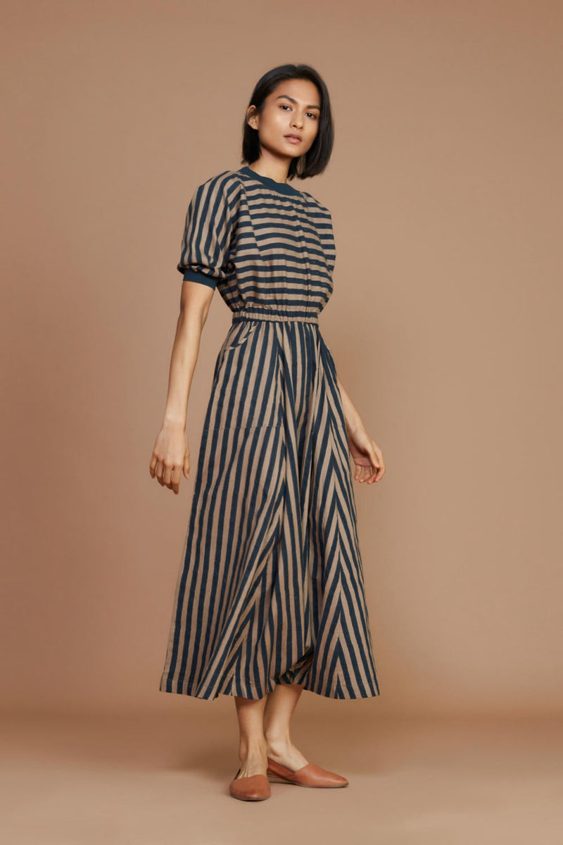 Brown and Charcoal Striped Mati Sphara Jumpsuit Jumpsuits by Mati for women Worldwide