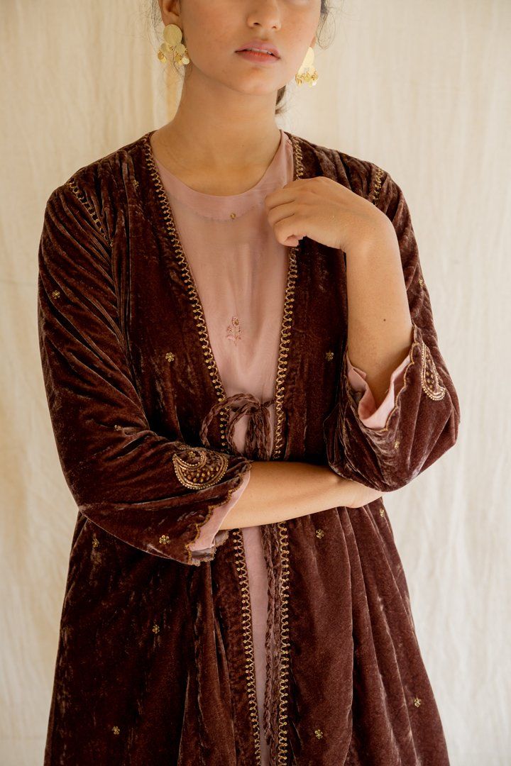 Brown Chaand Jacket Jackets & Overlays by Nirjara for women Worldwide