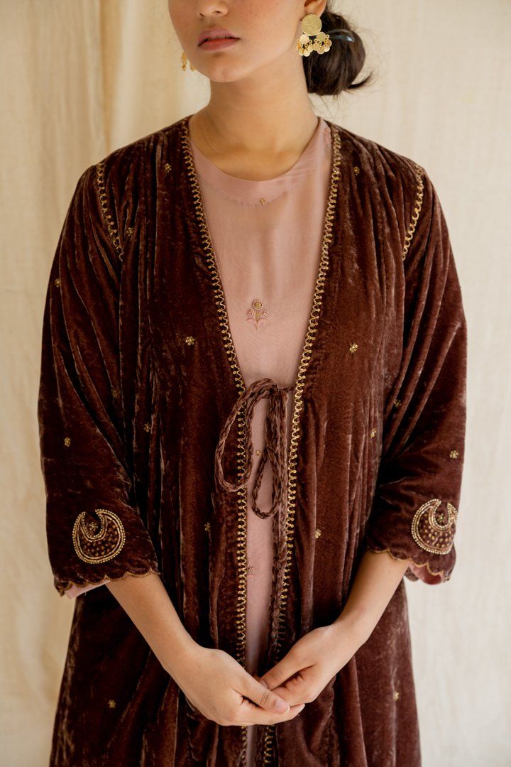 Brown Chaand Jacket Jackets & Overlays by Nirjara for women Worldwide