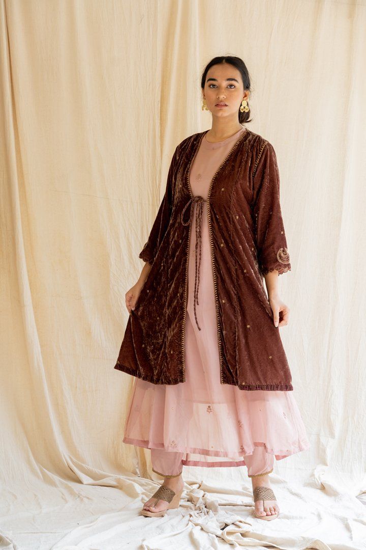 Brown Chaand Jacket Jackets & Overlays by Nirjara for women Worldwide