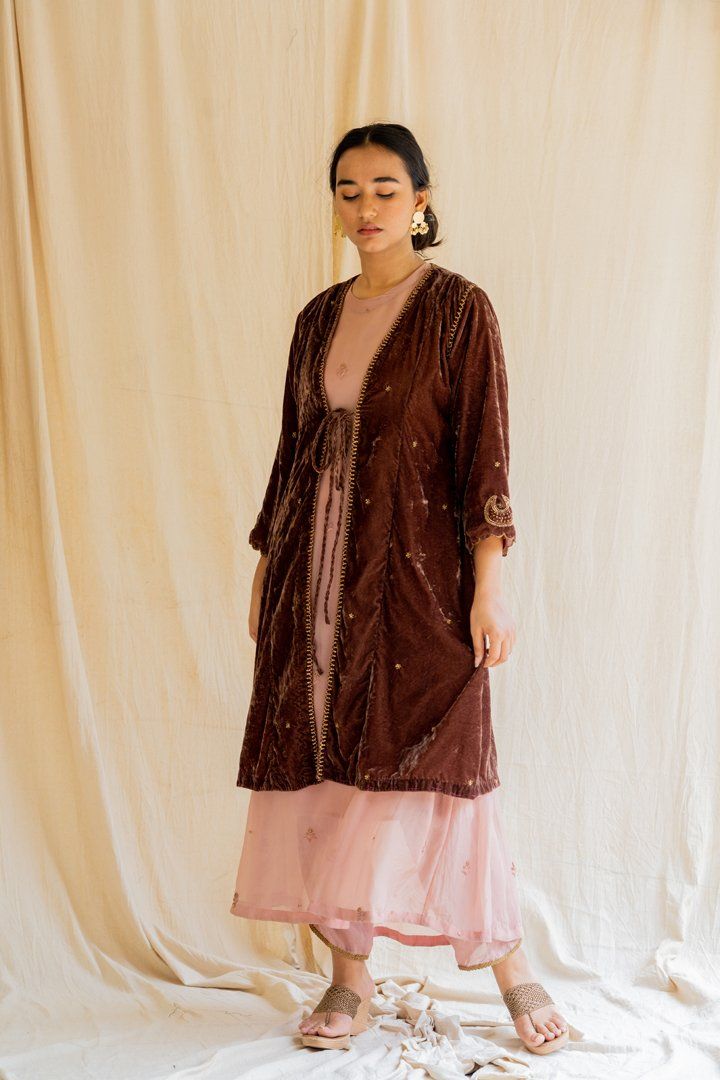Brown Chaand Jacket Jackets & Overlays by Nirjara for women Worldwide