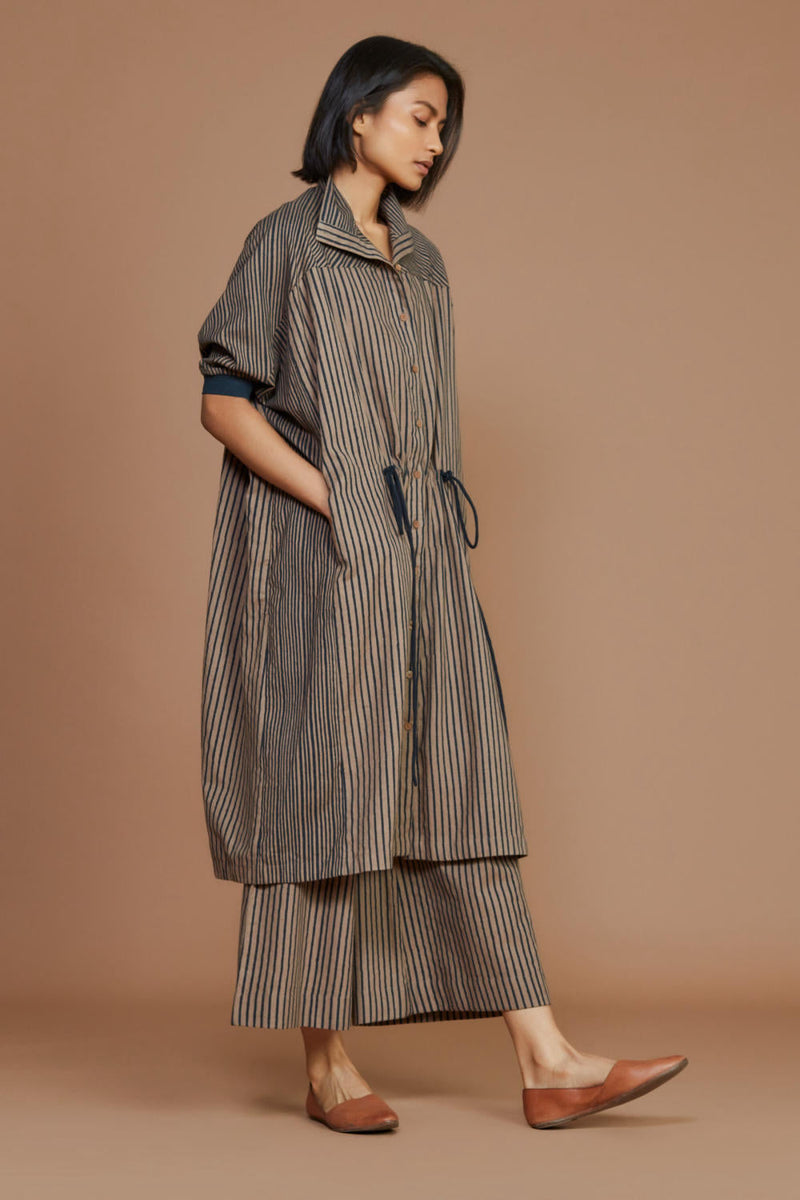 Brown With Charcoal Striped Kaftan Co-ord Set Co-ord Set,Dress by Mati for women Worldwide