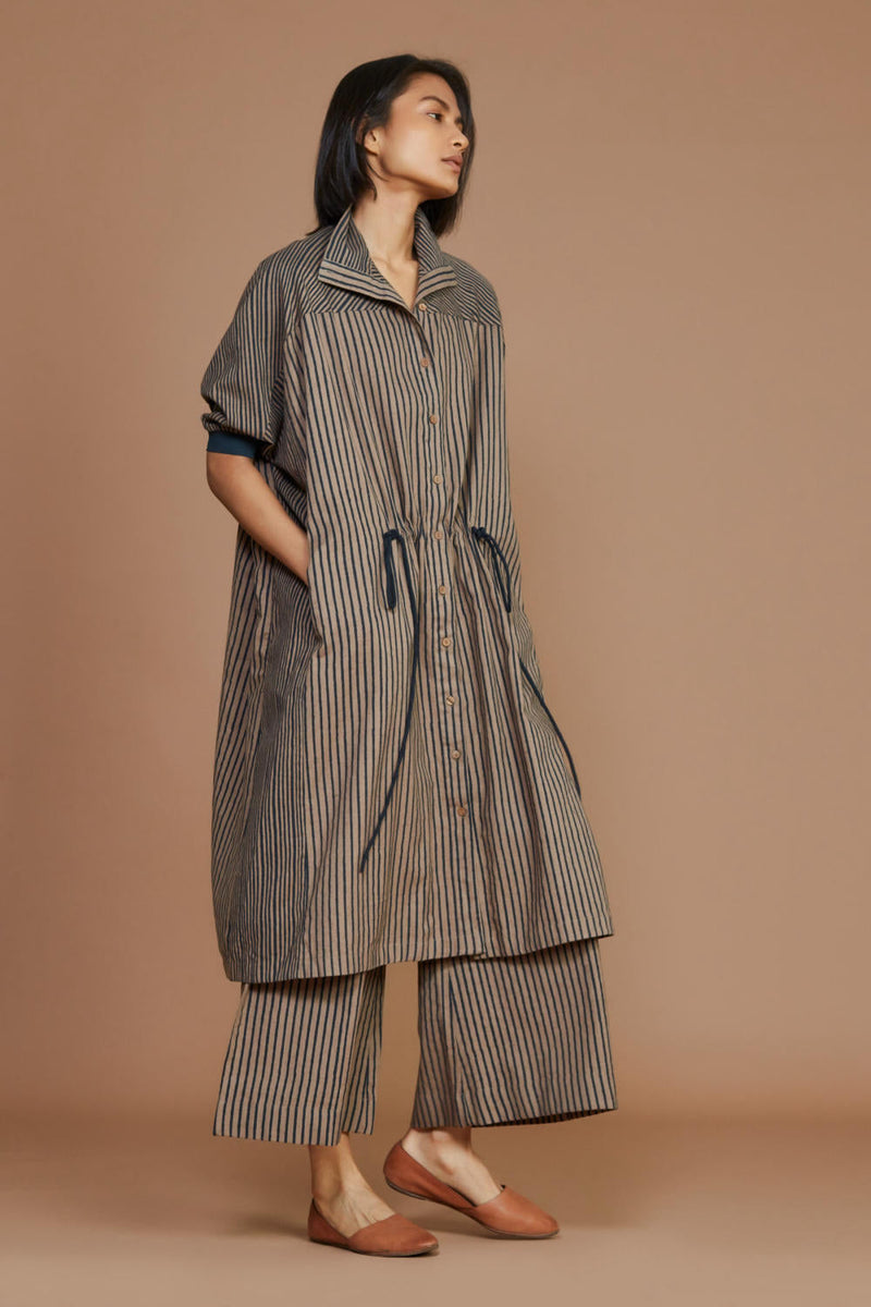 Brown With Charcoal Striped Kaftan Co-ord Set Co-ord Set,Dress by Mati for women Worldwide