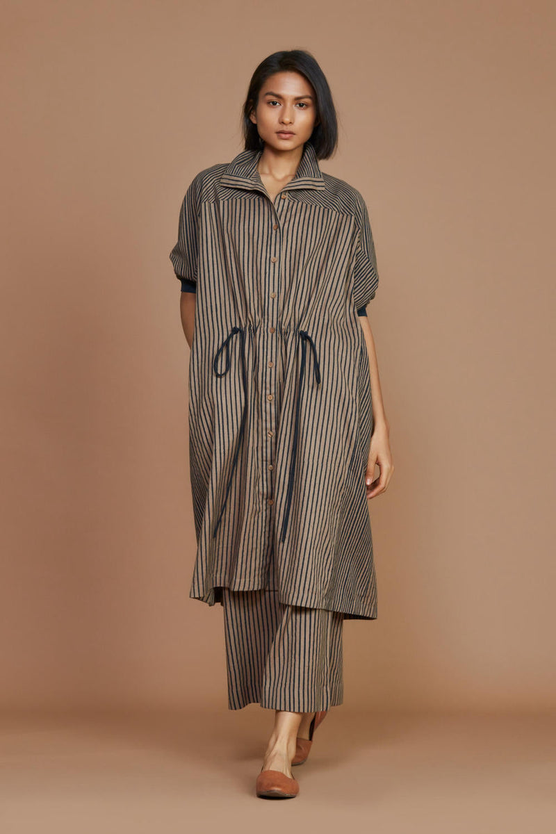 Brown With Charcoal Striped Kaftan Co-ord Set Co-ord Set,Dress by Mati for women Worldwide