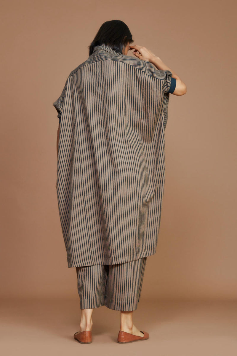 Brown With Charcoal Striped Kaftan Co-ord Set Co-ord Set,Dress by Mati for women Worldwide