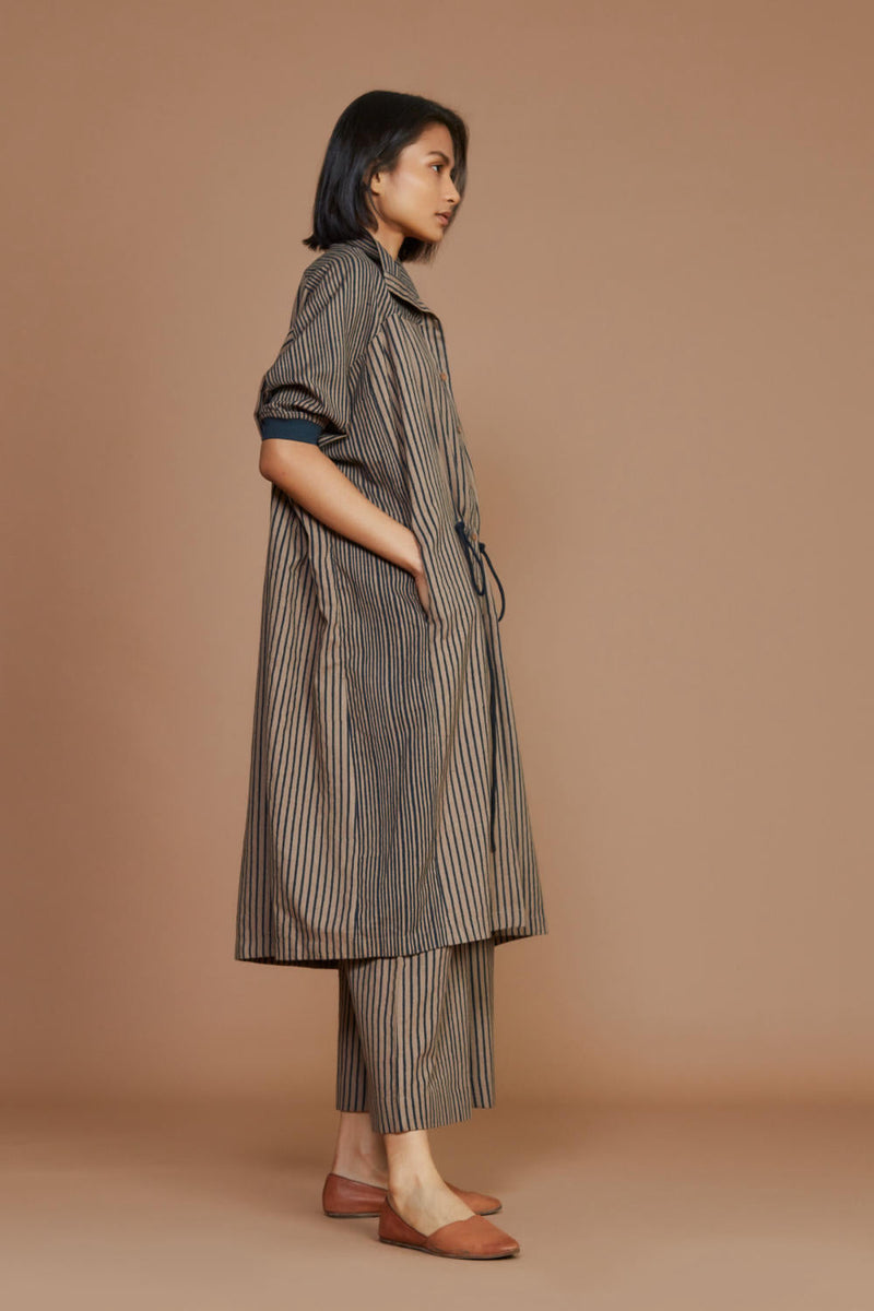 Brown With Charcoal Striped Kaftan Co-ord Set Co-ord Set,Dress by Mati for women Worldwide