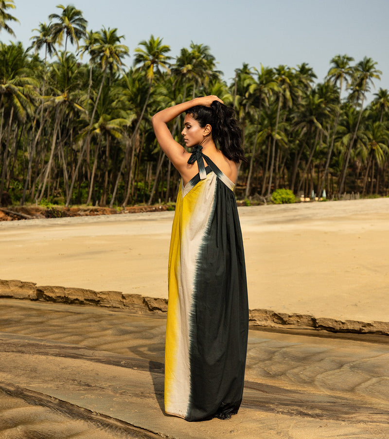 Buff amber Dress by Khara Kapas in black for women Worldwide