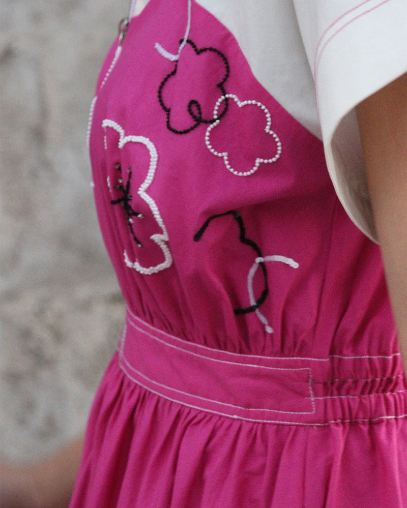 Ditsy Cup Zip Dress 100% cotton by Leh Studios in pink color for women Worldwide