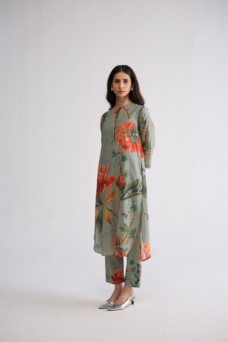 CABBAGE LONG KURTA SET cotton cambric kurta/kurta set by YAM in aqua for women Worldwide
