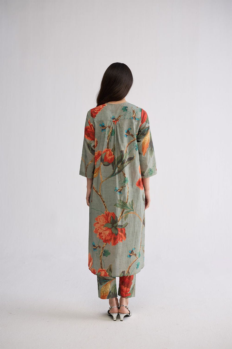 CABBAGE LONG KURTA SET cotton cambric kurta/kurta set by YAM in aqua for women Worldwide