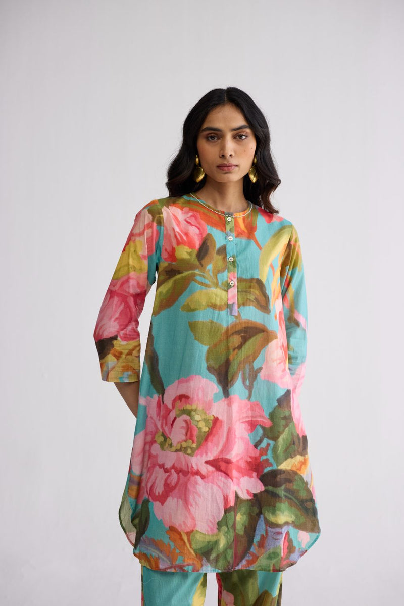 CAMPARI SHORT KURTA SET cotton cambric kurta/kurta set by YAM in multicolor for women Worldwide
