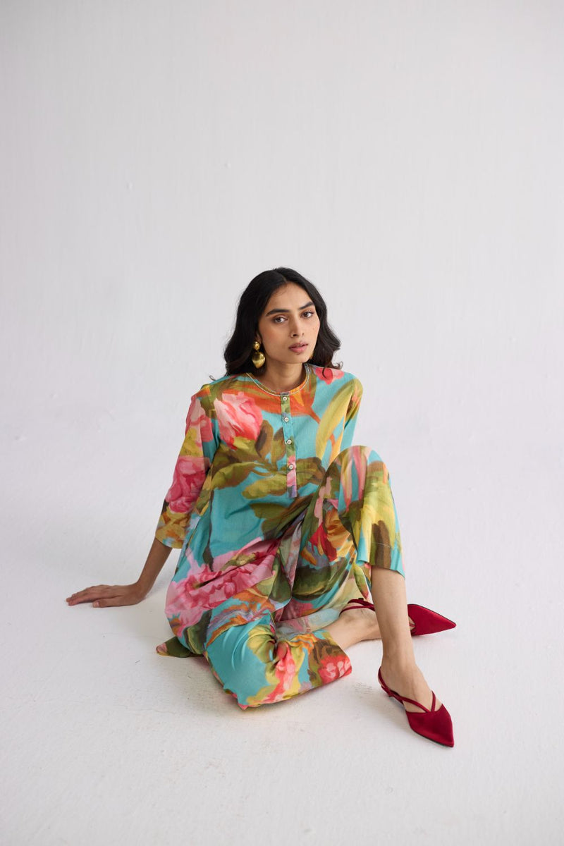 CAMPARI SHORT KURTA SET cotton cambric kurta/kurta set by YAM in multicolor for women Worldwide