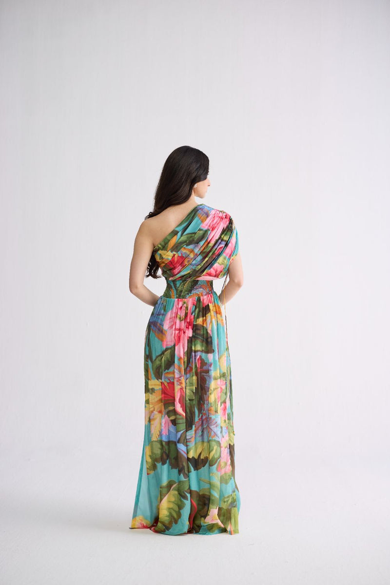CAMPARI ONE SHOULDER DRESS crepe dress by YAM in multicolor for women Worldwide
