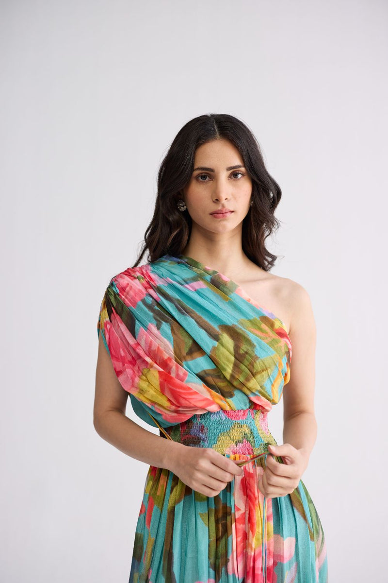 CAMPARI ONE SHOULDER DRESS crepe dress by YAM in multicolor for women Worldwide