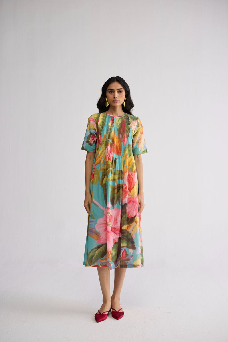 CAMPARI PINTUCKS DRESS cotton cambric dress by YAM in multicolor for women Worldwide