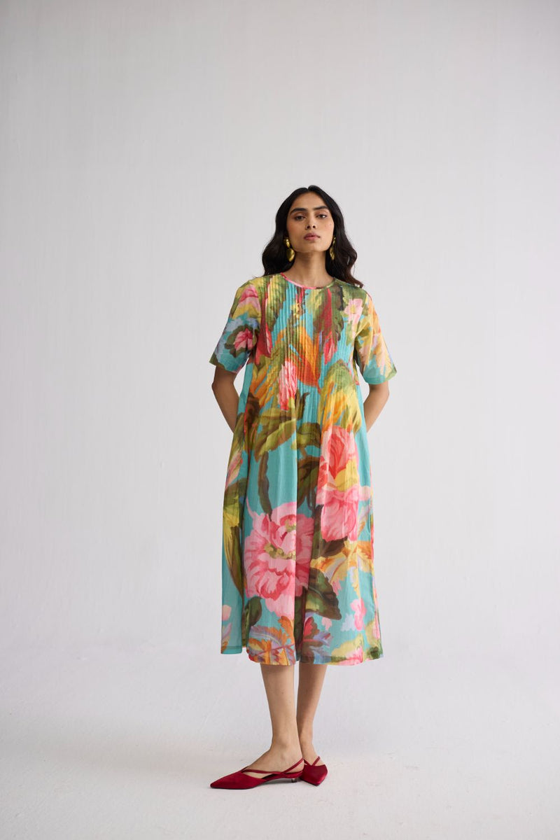 CAMPARI PINTUCKS DRESS cotton cambric dress by YAM in multicolor for women Worldwide