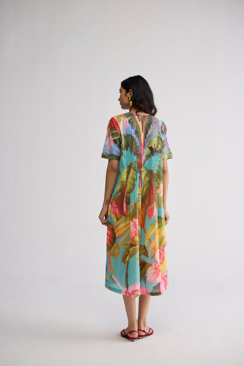 CAMPARI PINTUCKS DRESS cotton cambric dress by YAM in multicolor for women Worldwide