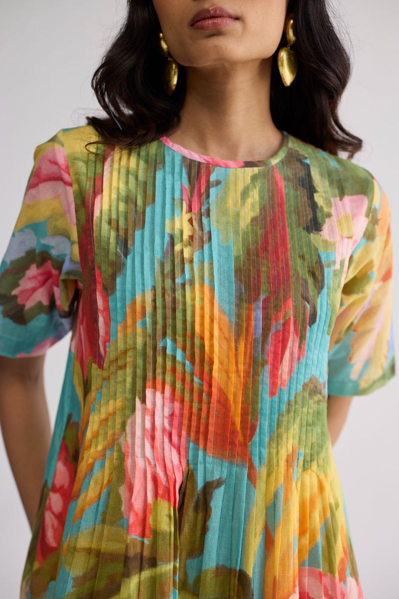 CAMPARI PINTUCKS DRESS cotton cambric dress by YAM in multicolor for women Worldwide