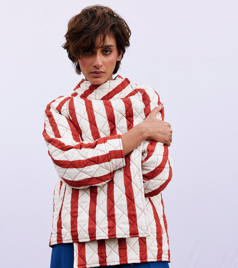 Carmine jacket cotton by Khara Kapas in red for women Worldwide