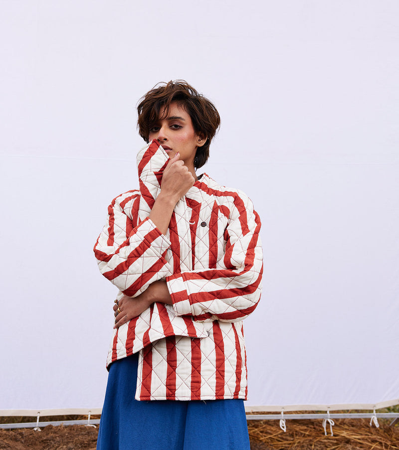 Carmine jacket cotton by Khara Kapas in red for women Worldwide