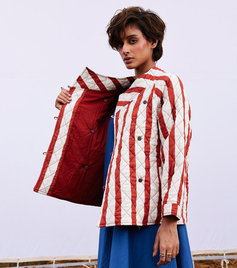 Carmine jacket cotton by Khara Kapas in red for women Worldwide