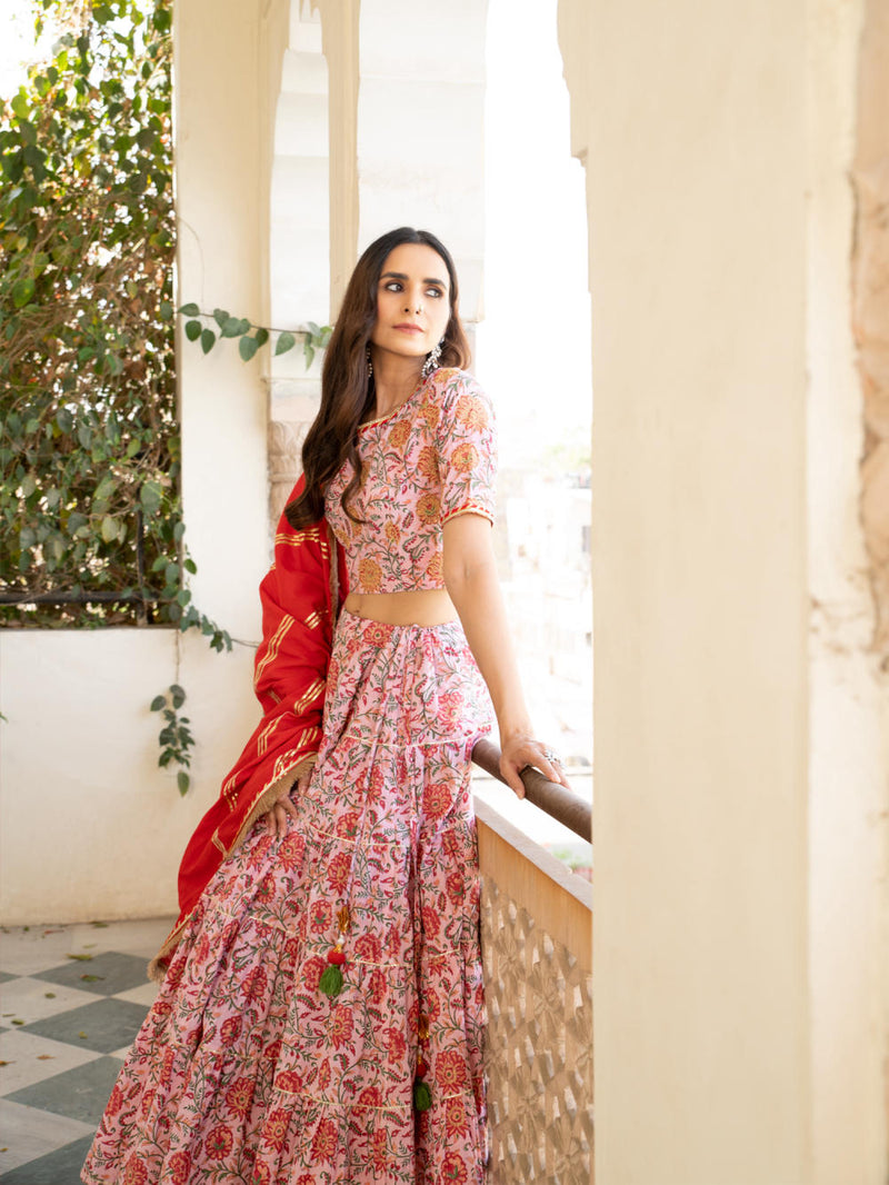 Chaand Inaya Gudhal Skirt Set Lehenga Set by Maison Shefali for women Worldwide