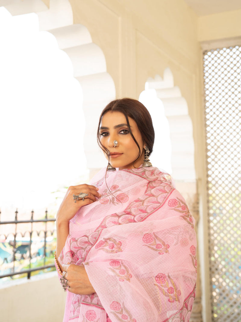 Chaand sharanya gulabi Kurta Sets by Maison Shefali for women Worldwide