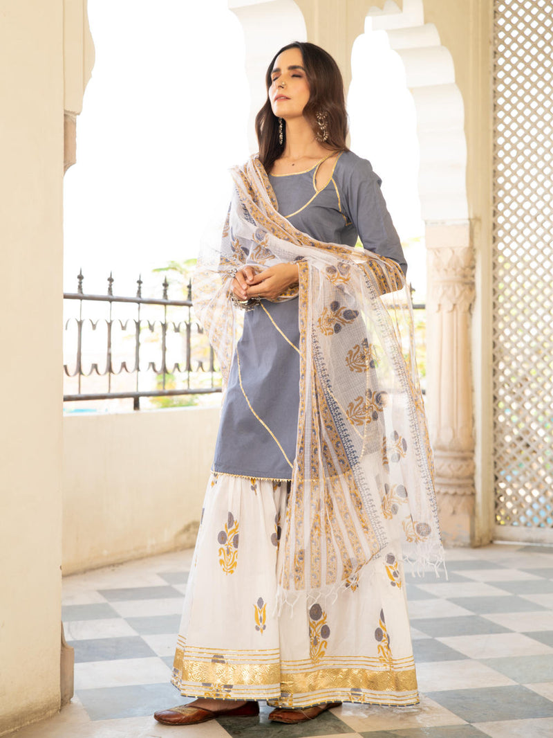 Chaand sharanya neel Kurta Sets by Maison Shefali for women Worldwide