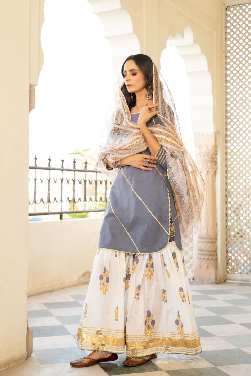 Chaand sharanya neel Kurta Sets by Maison Shefali for women Worldwide