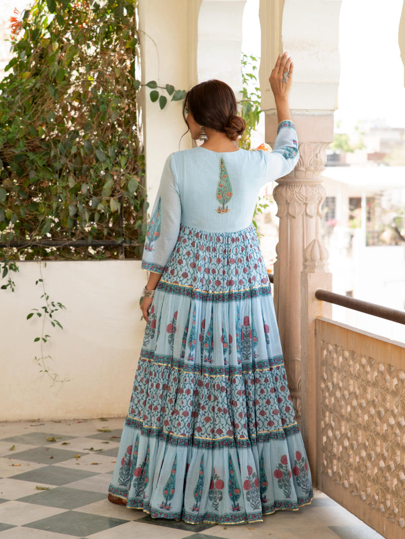 Chandni firoza mughal baagh jacket set by Maison Shefali for women Worldwide