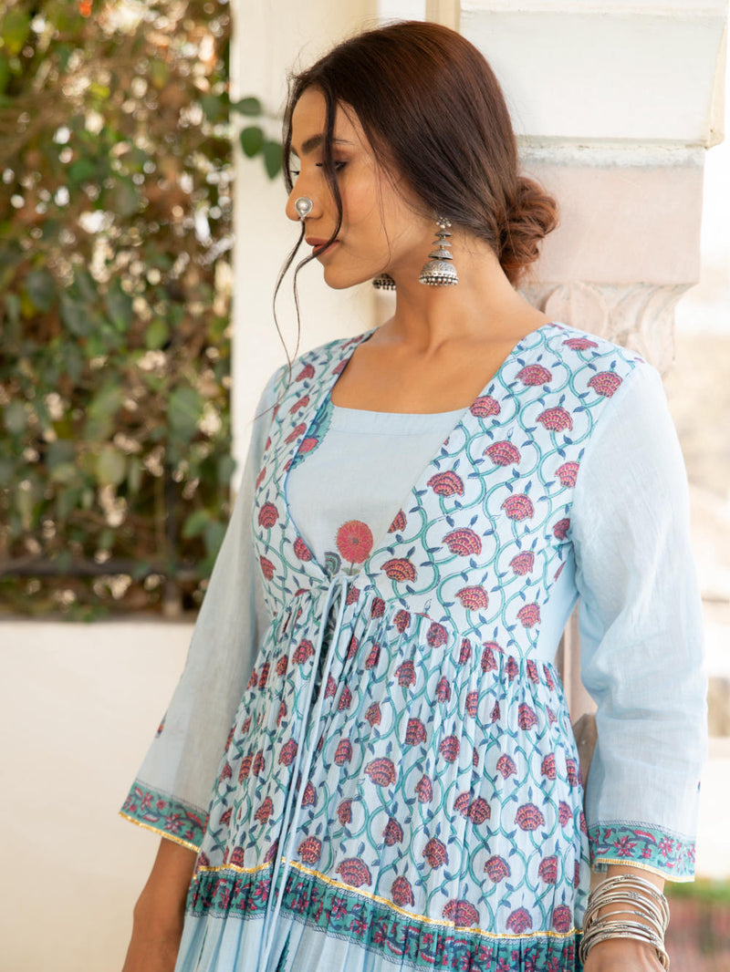 Chandni firoza mughal baagh jacket set by Maison Shefali for women Worldwide