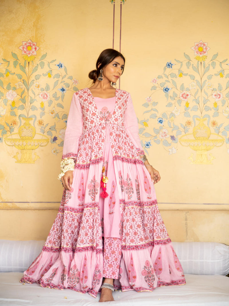 Chandni Gulaab mughal baagh jacket set Kurta Sets by Maison Shefali for women Worldwide
