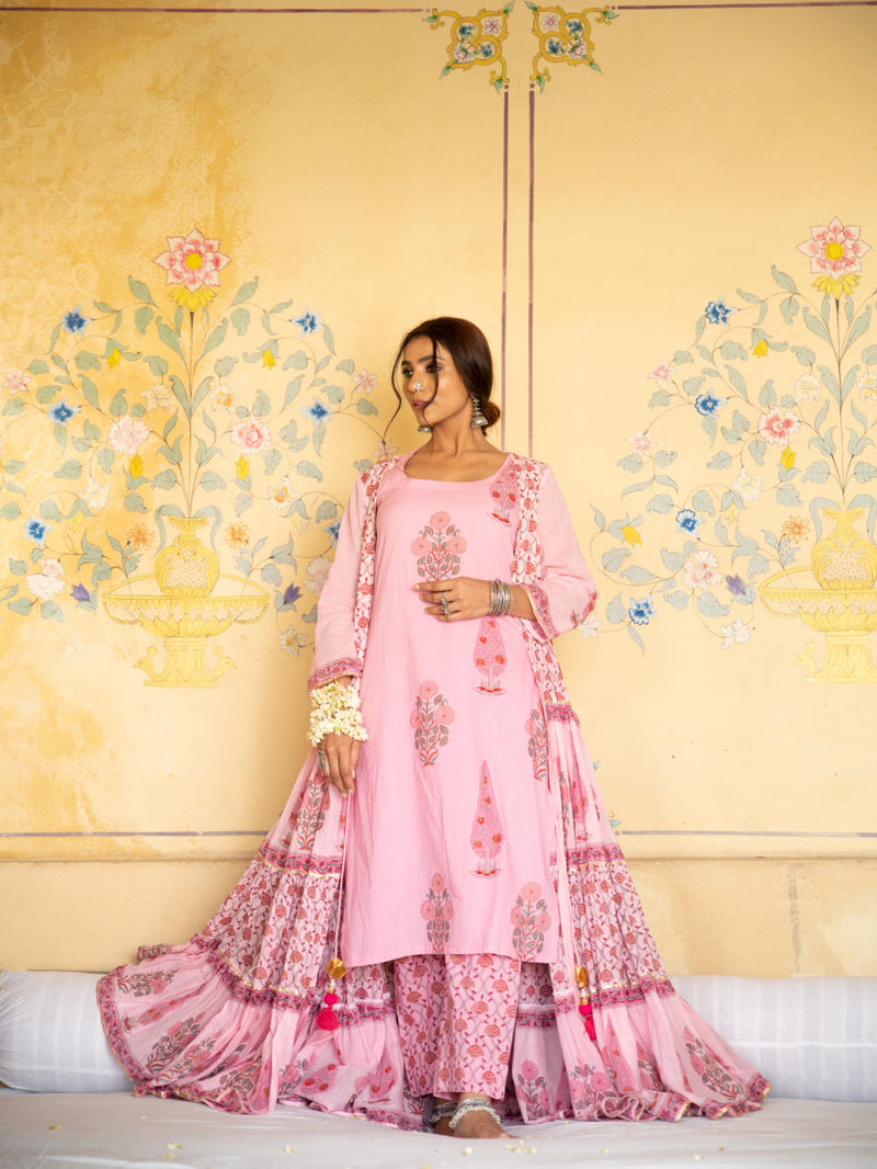 Chandni Gulaab mughal baagh jacket set Kurta Sets by Maison Shefali for women Worldwide