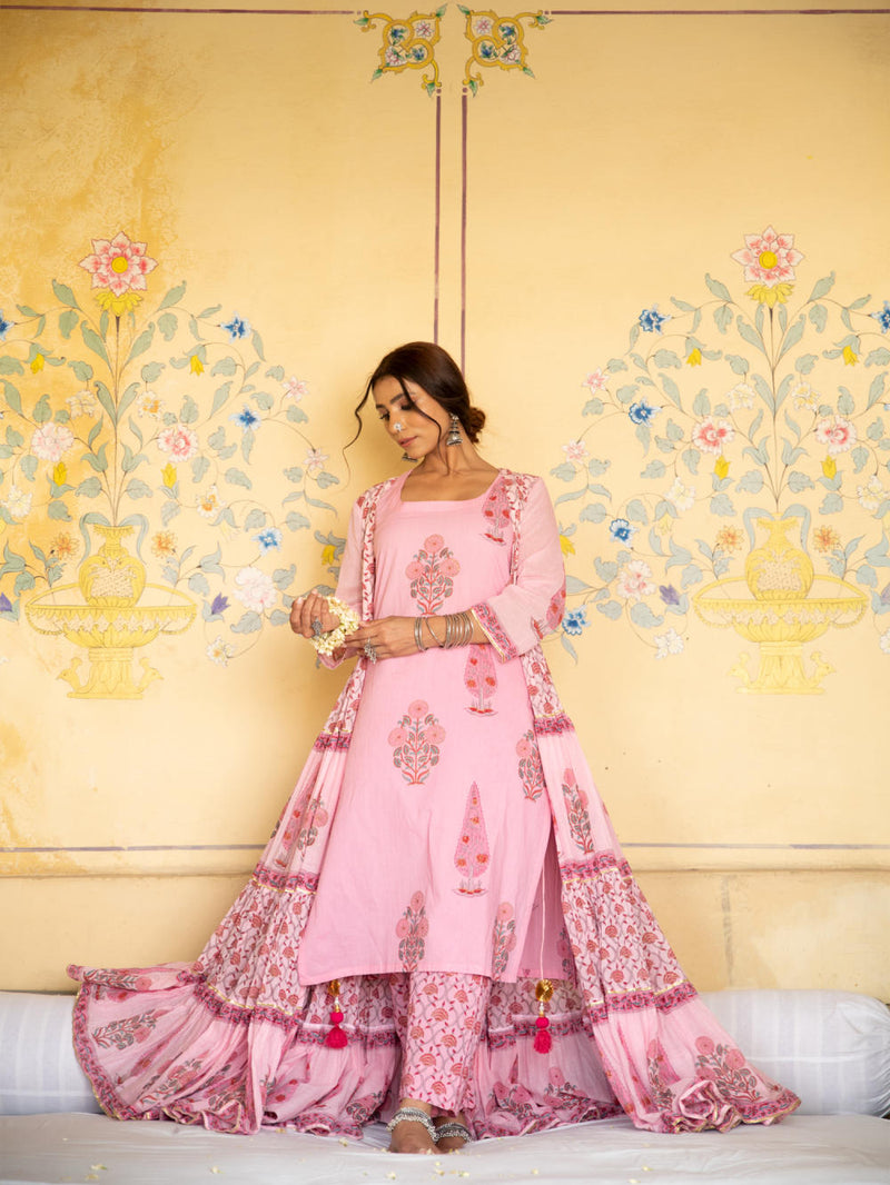 Chandni Gulaab mughal baagh jacket set Kurta Sets by Maison Shefali for women Worldwide