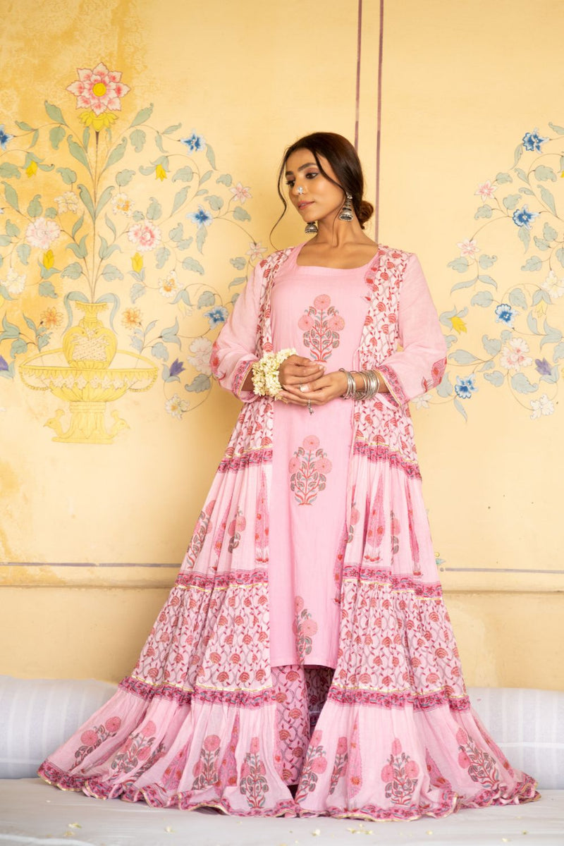 Chandni Gulaab mughal baagh jacket set Kurta Sets by Maison Shefali for women Worldwide