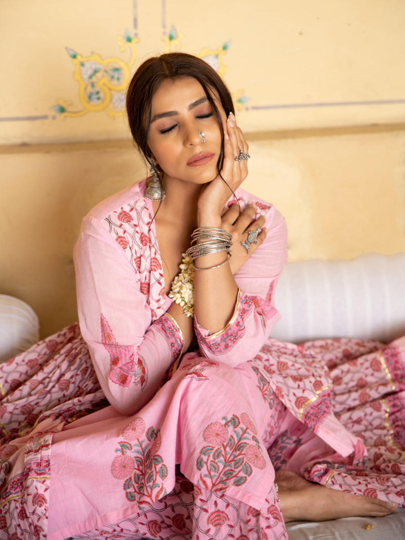 Chandni Gulaab mughal baagh jacket set Kurta Sets by Maison Shefali for women Worldwide