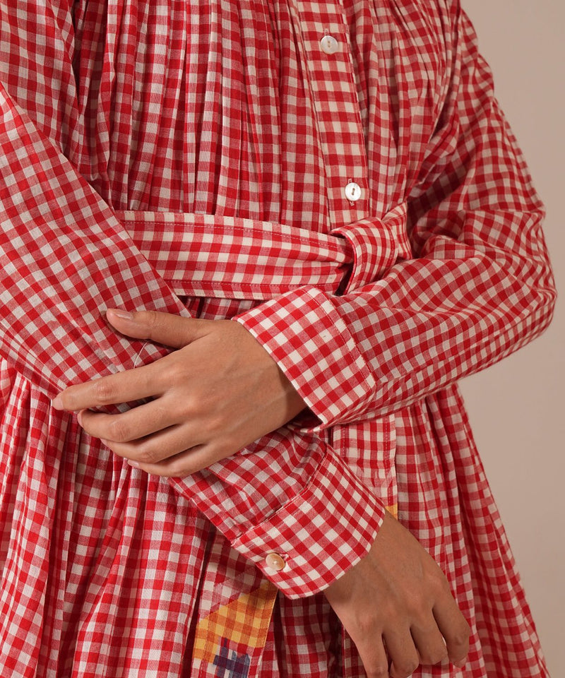 CHERRY BLOSSOM DRESS 100% cotton by Indigo Dreams in red color for women Worldwide