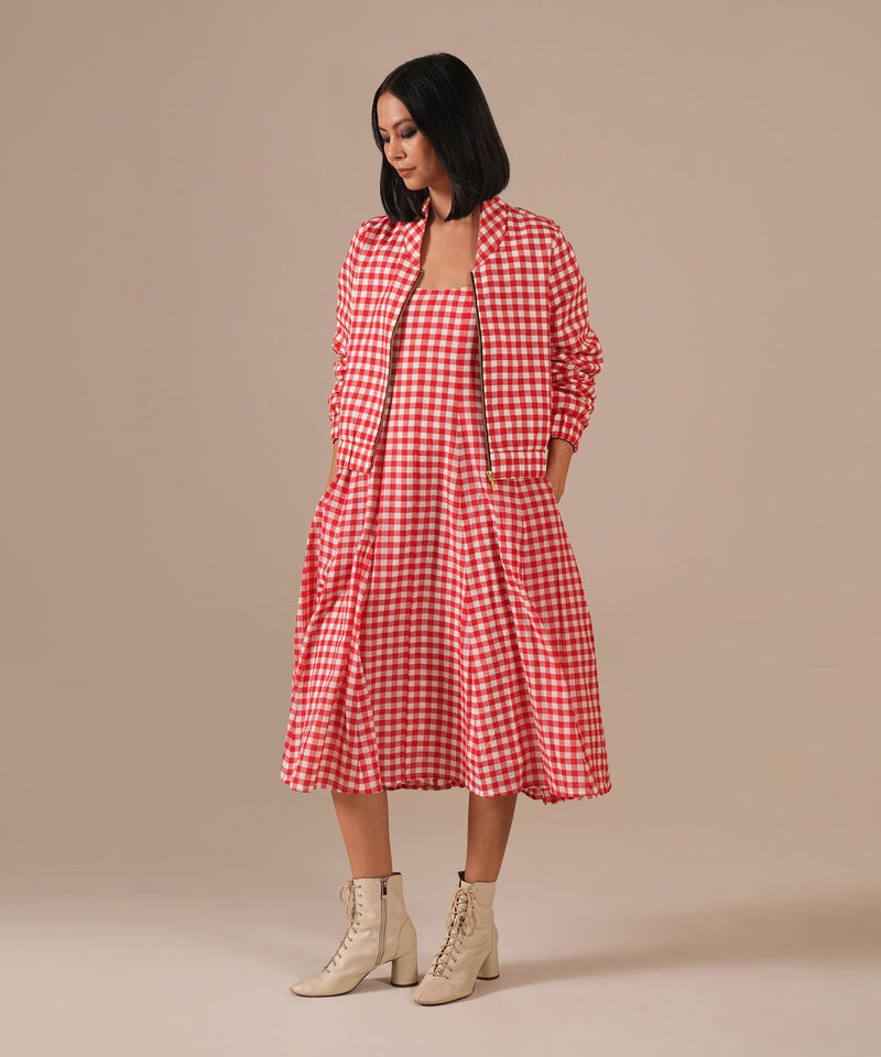CHERRY LUSTER SET 100% cotton by Indigo Dreams in red color for women Worldwide