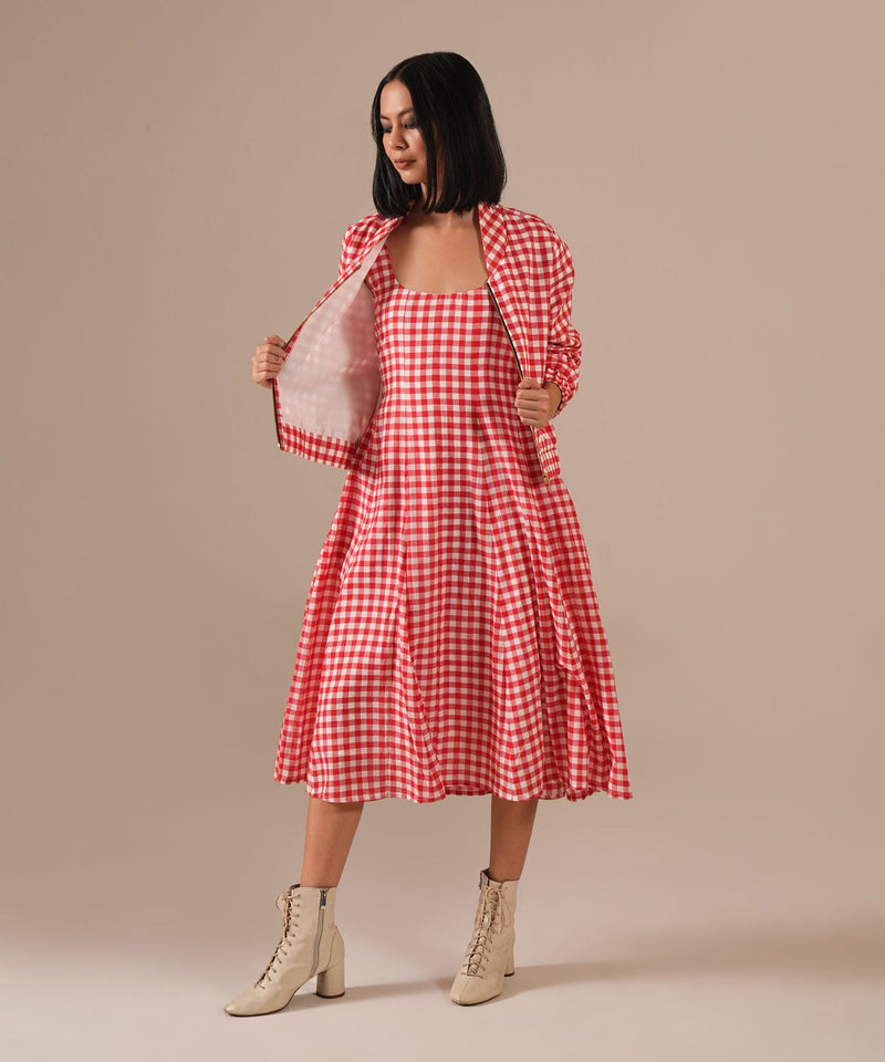 CHERRY LUSTER SET 100% cotton by Indigo Dreams in red color for women Worldwide