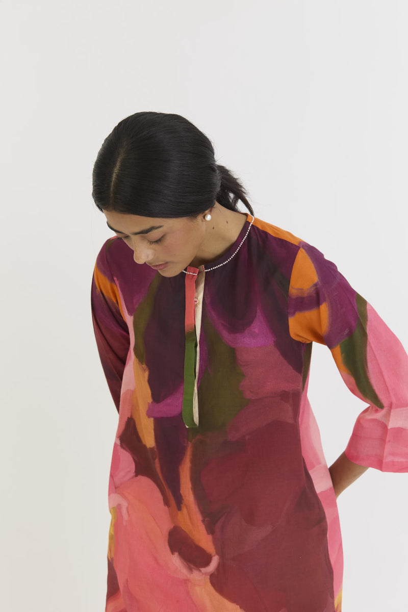 CHERRY LONG KURTA SET cotton by Yam in multi color for women Worldwide