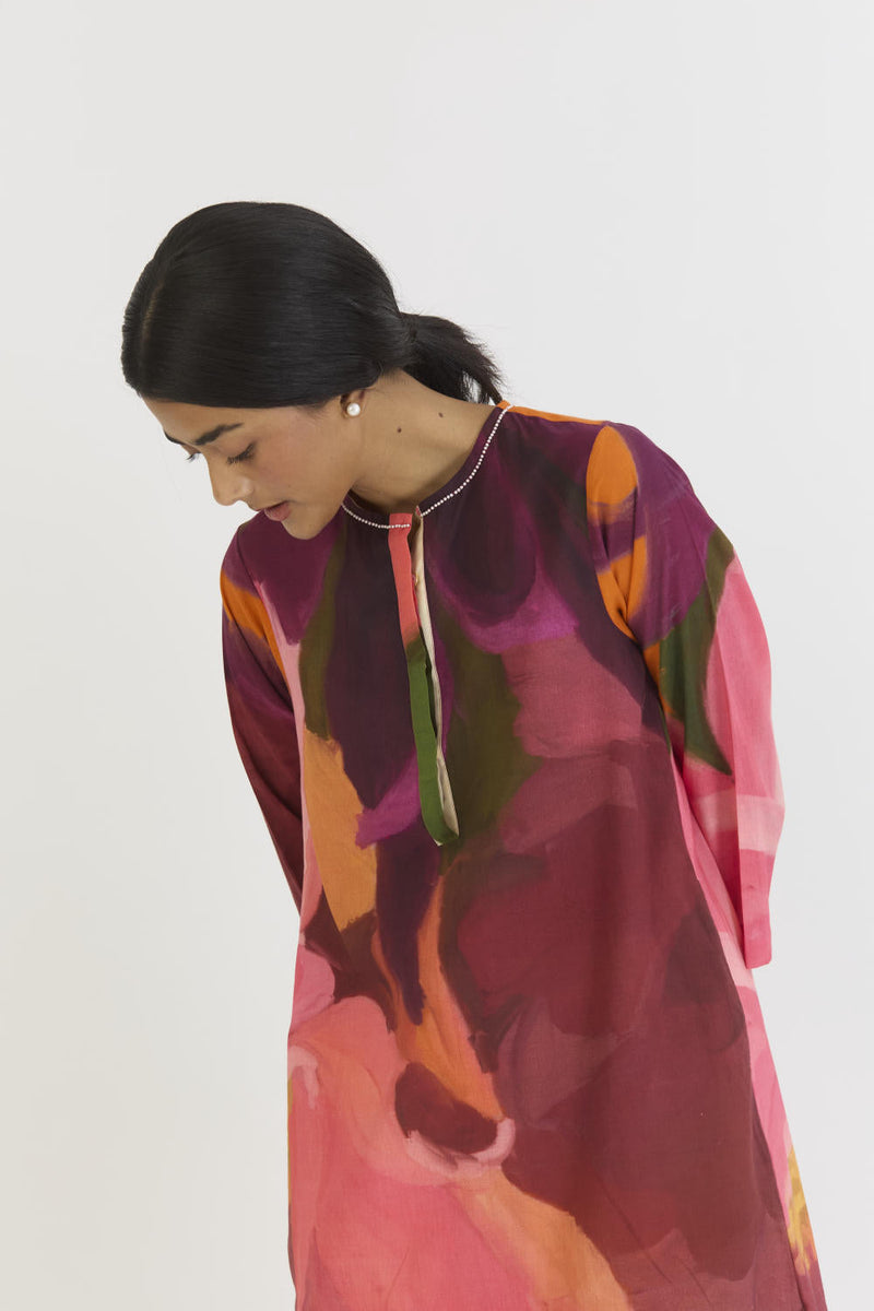 CHERRY LONG KURTA SET cotton by Yam in multi color for women Worldwide
